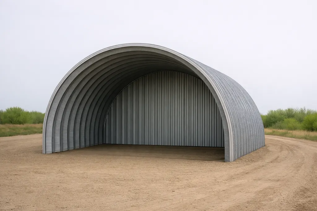 Arched steel shelter