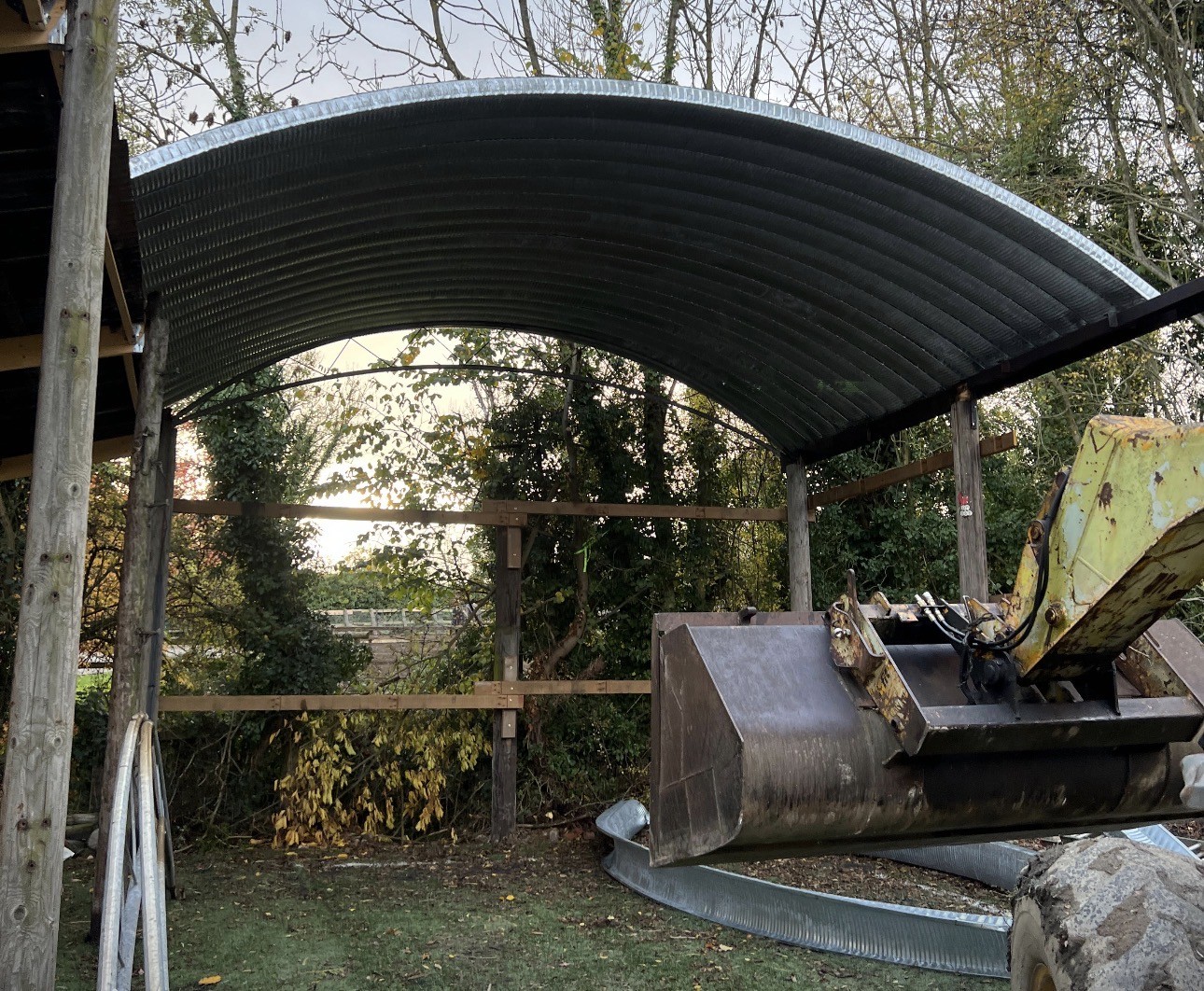 Construction progress for K-Span shelter