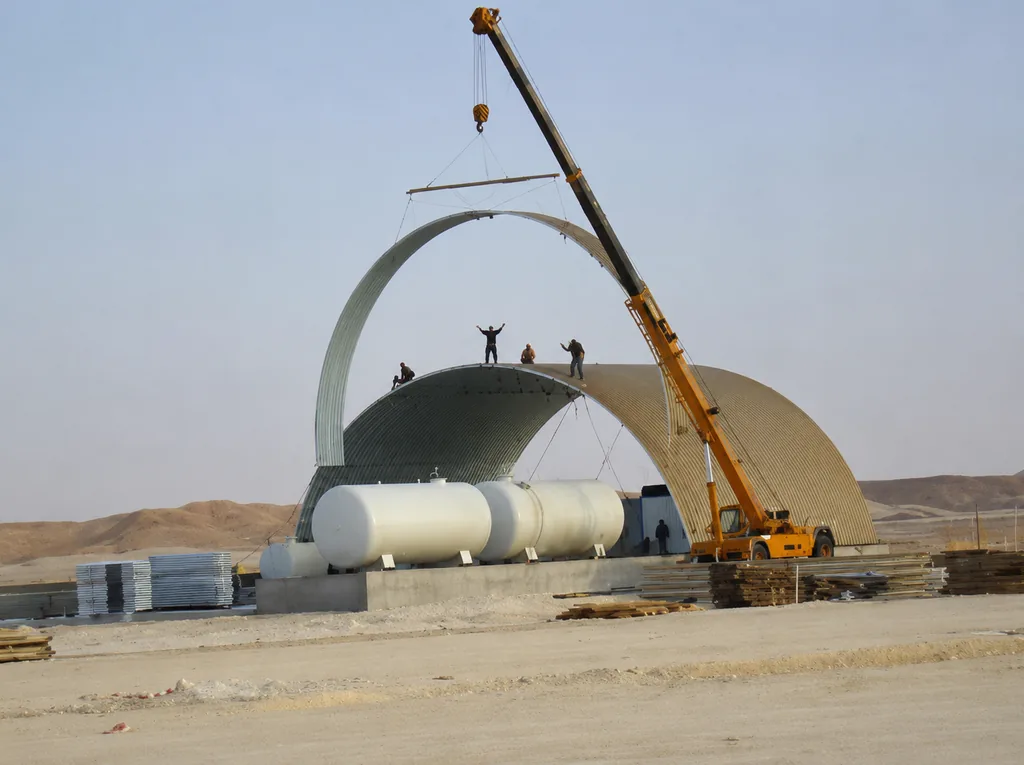 K-Span structure installation at an international project site
