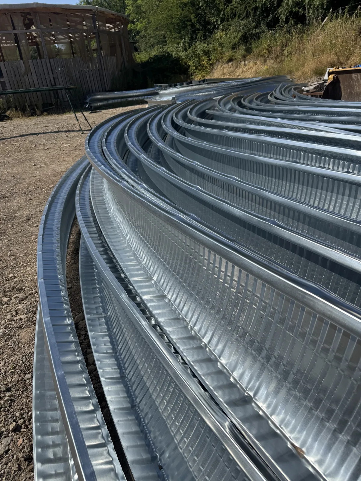 Curved K-Span galvanised steel roof panels