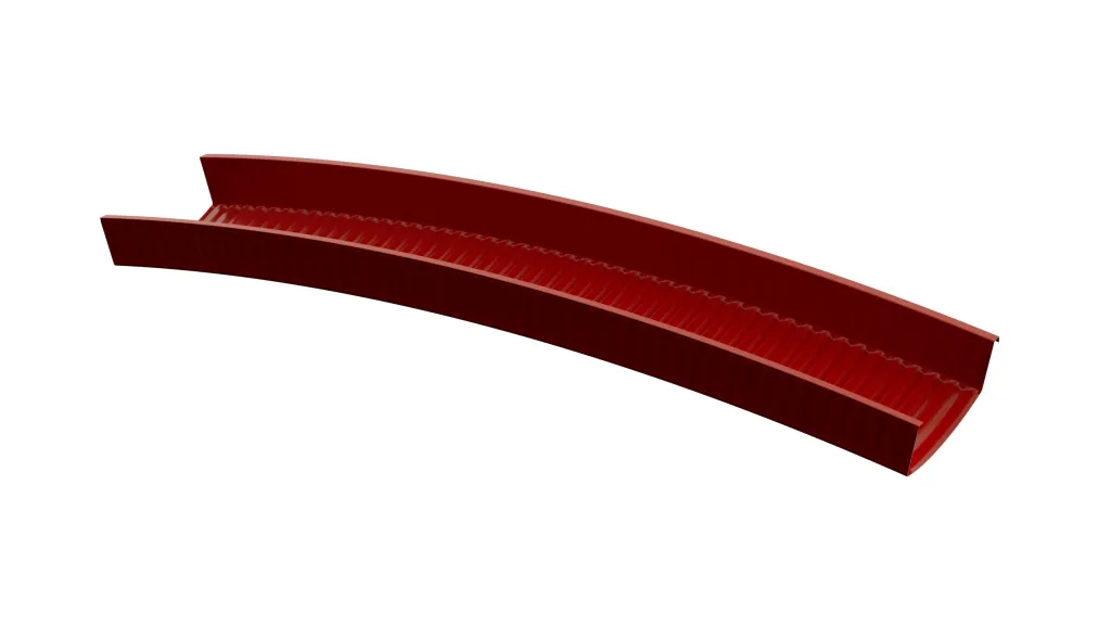 Red K-Span curved roof panel